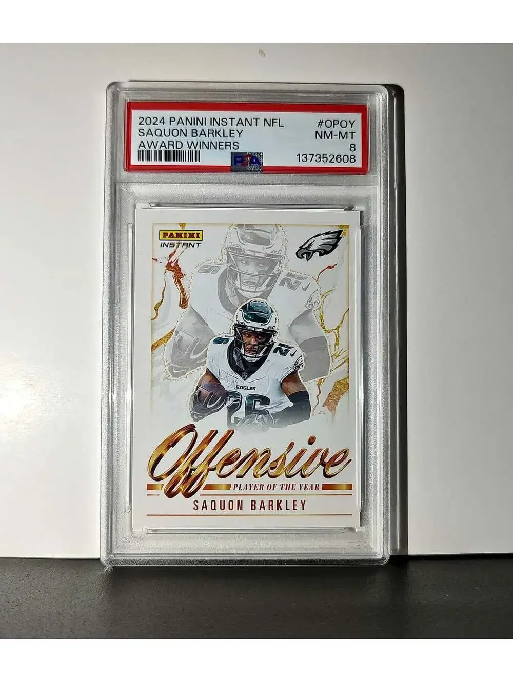 Saquon Barkley 2024 Panini NFL Offensive Player of the Year Eagles PSA 8 NM-MT
